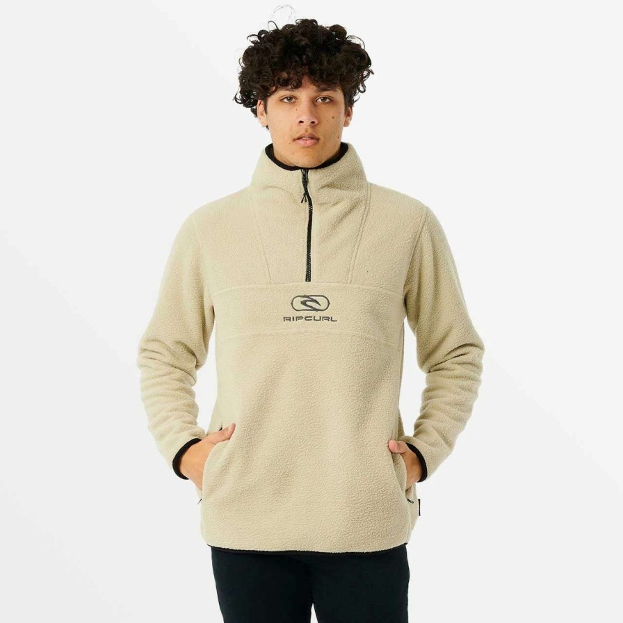 Jumpers & Hoodies * | Rip Curl Bells Polar Fleece Mens In Cement Beige