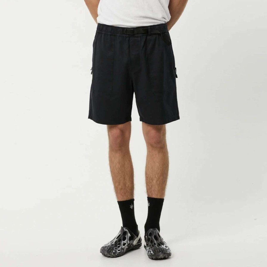 Bottoms * | Afends Cabal Hemp Elastic Waist Short Mens In Black