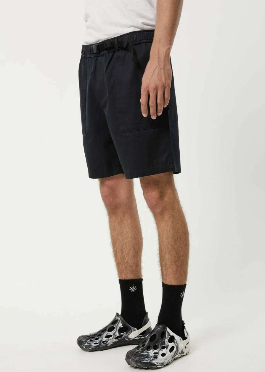 Bottoms * | Afends Cabal Hemp Elastic Waist Short Mens In Black