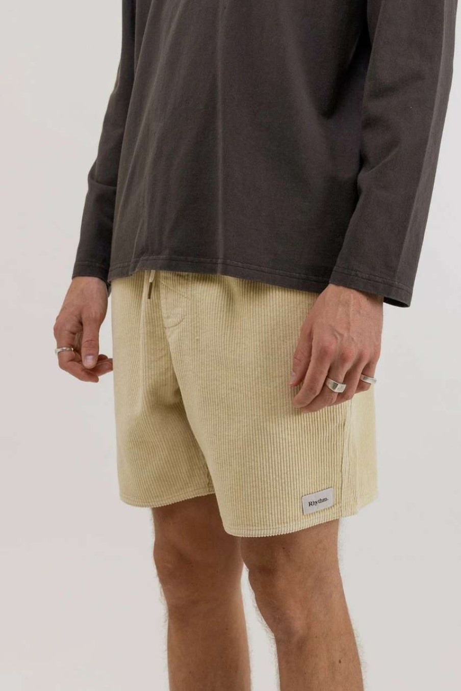 Bottoms * | Rhythm Cord Jam Short Mens In Vanilla Beige