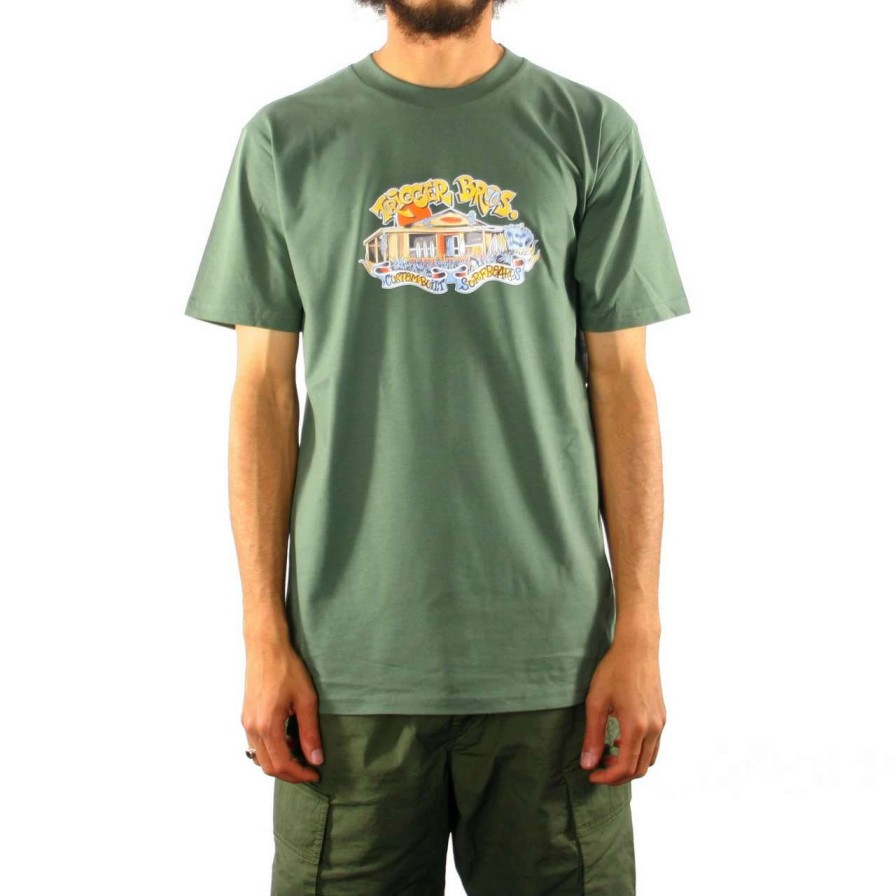 Tees * | Trigger Bros X Mark Lording Leo Shack Tee Mens In Cypress Green