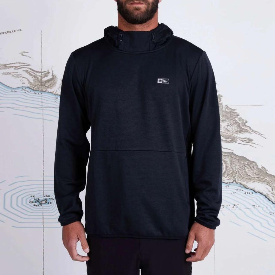 Jumpers & Hoodies * | Salty Crew Seaport Pinnacle Pro Fleece Mens In Black