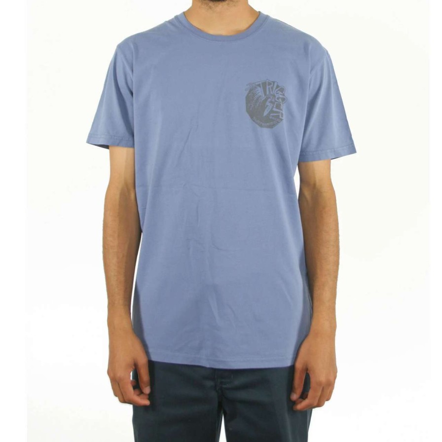 Tees * | Trigger Bros Barrel Man Tee Mens In Faded Blue