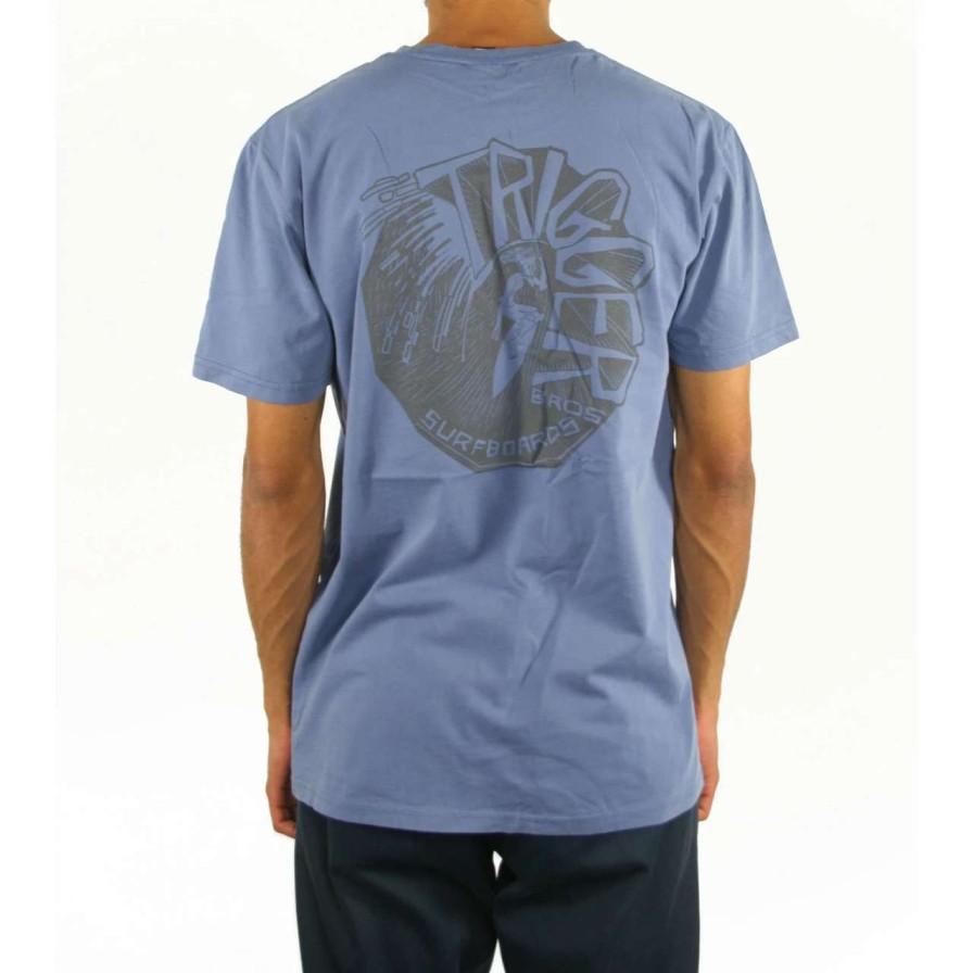 Tees * | Trigger Bros Barrel Man Tee Mens In Faded Blue