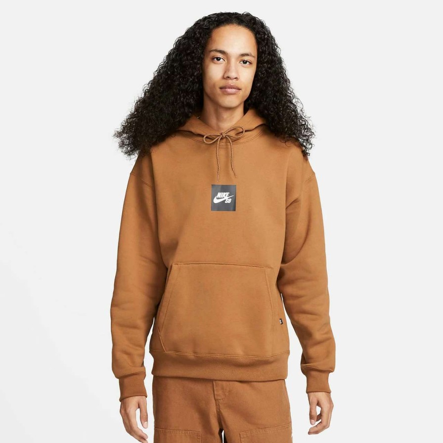 Jumpers & Hoodies * | Nike Sb Box Logo Fleece Hoodie Mens In Ale Brown