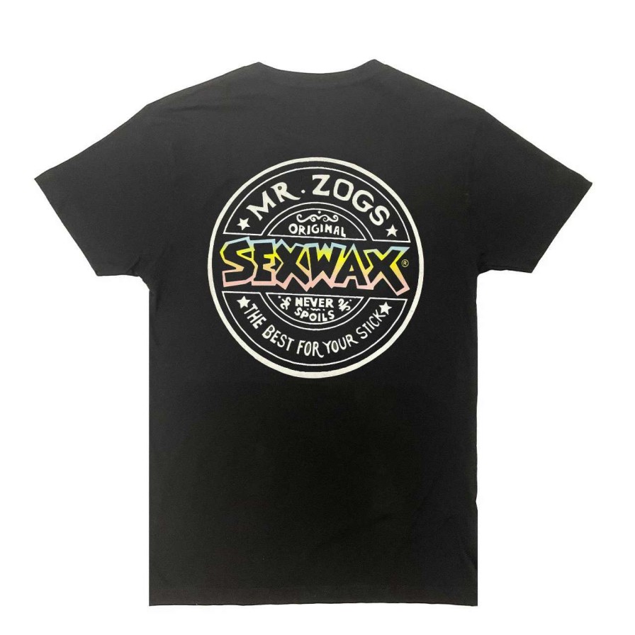 Tees * | Sex Wax Team Word Fade Blue Yellow Pink Tee Mens In Black