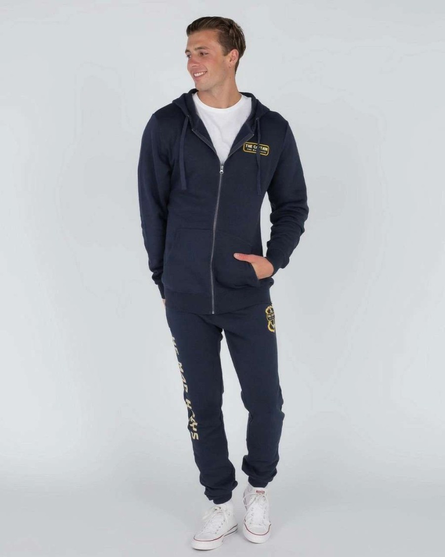 Bottoms * | The Mad Hueys The Retro Captain Trackpant Mens In Navy Blue