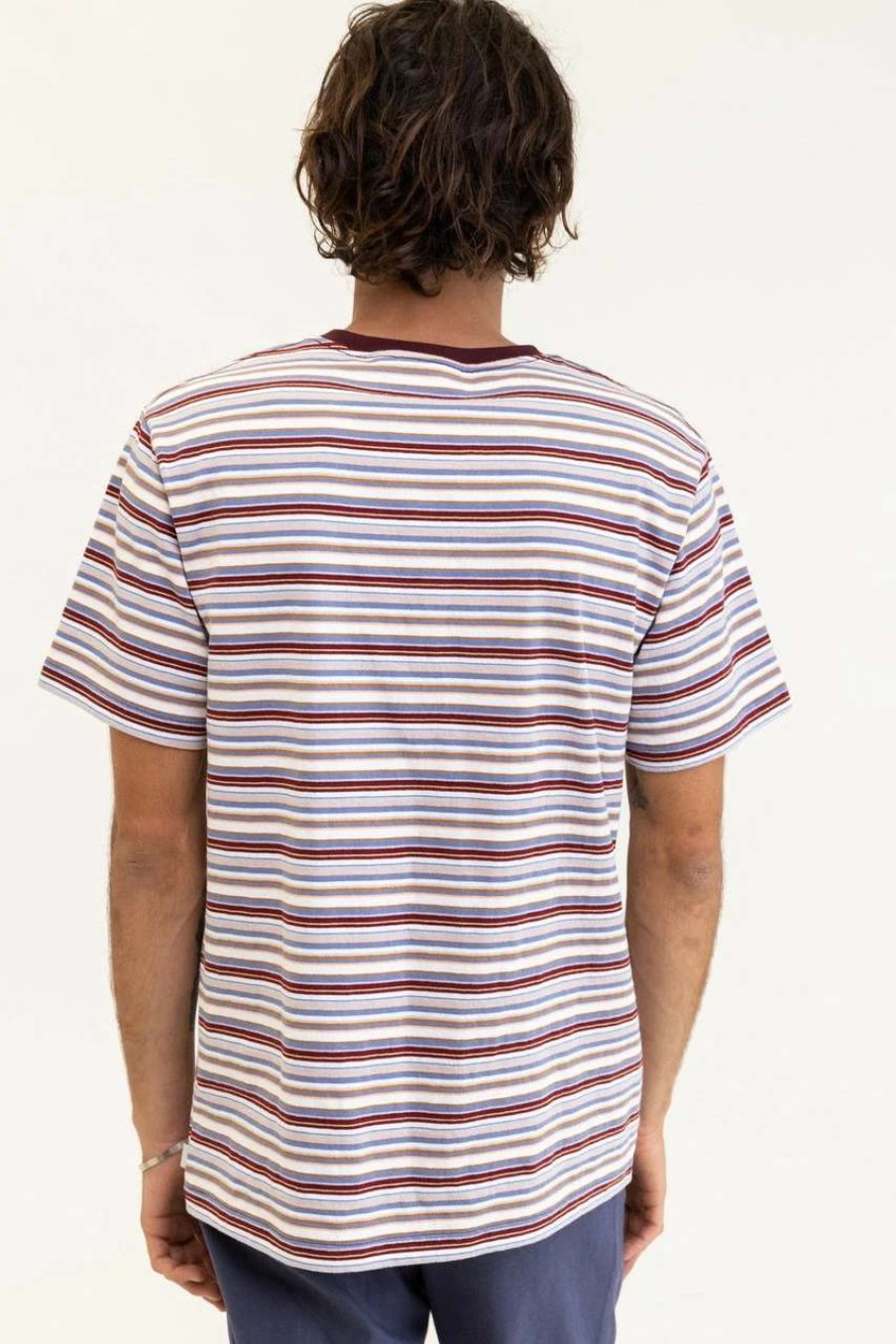 Tees * | Rhythm Everyday Stripe Tee Mens In Multi Multicoloured