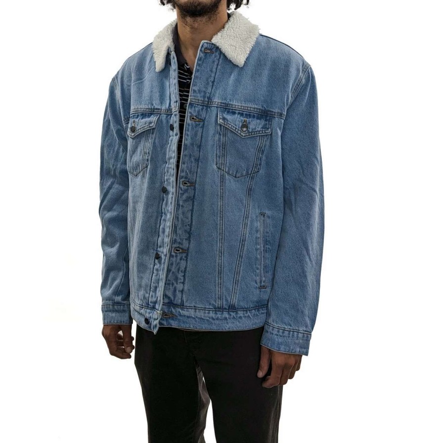 Jackets * | Trigger Bros Road Trip Denim Jacket Mens In Washed Blue