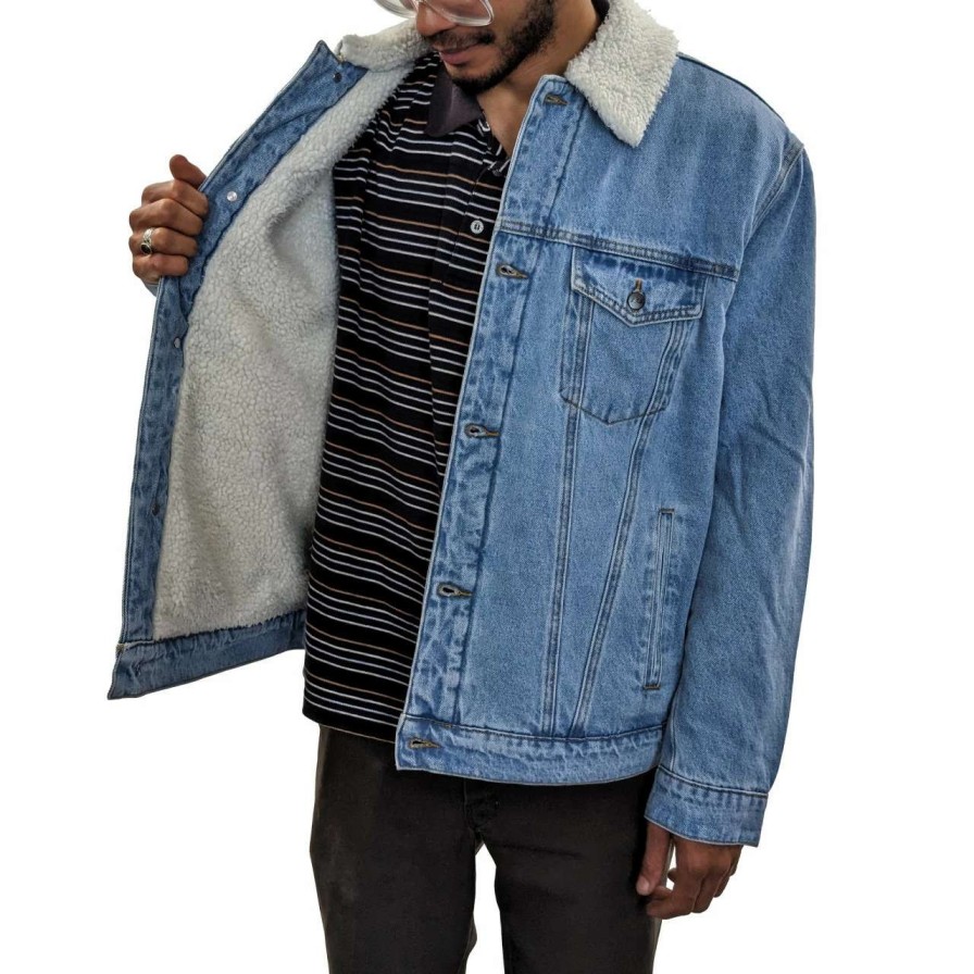 Jackets * | Trigger Bros Road Trip Denim Jacket Mens In Washed Blue