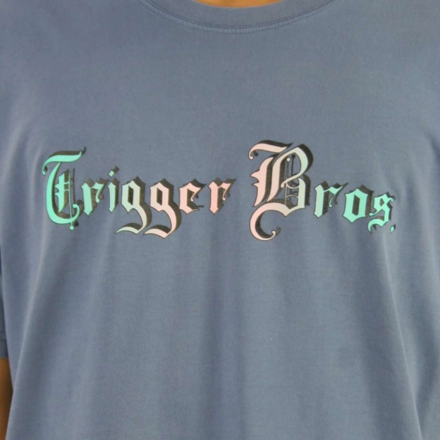 Tees * | Trigger Bros Old English Fade Tee Mens In Blue