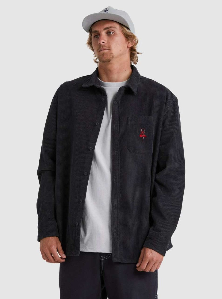 Shirts * | Quiksilver Tridagger Cord Long Sleeve Shirt Mens In Phantom Black