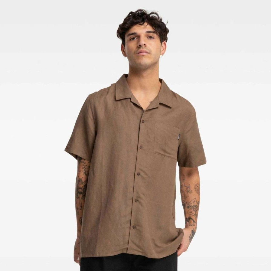 Shirts * | Hurley Camp Short Sleeve Shirt Mens In Coca Mocha Brown