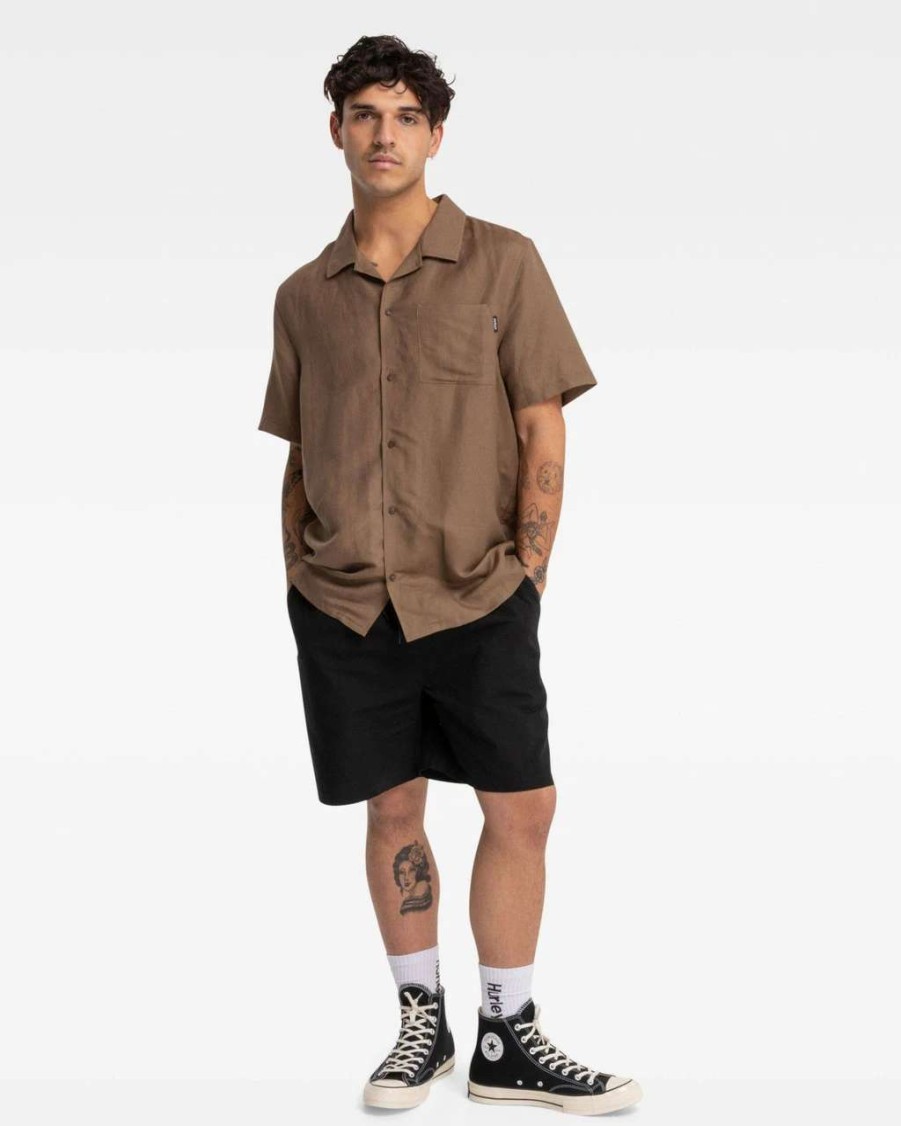 Shirts * | Hurley Camp Short Sleeve Shirt Mens In Coca Mocha Brown