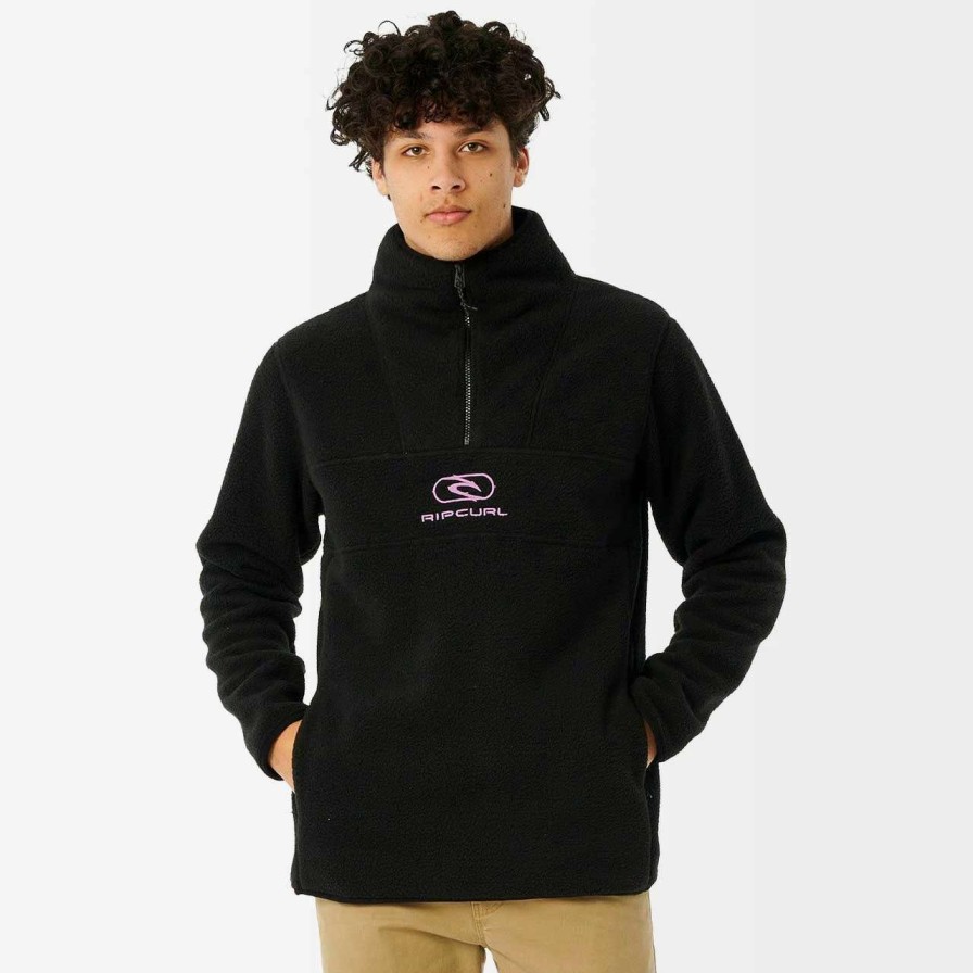 Jumpers & Hoodies * | Rip Curl Bells Polar Fleece Mens In Black