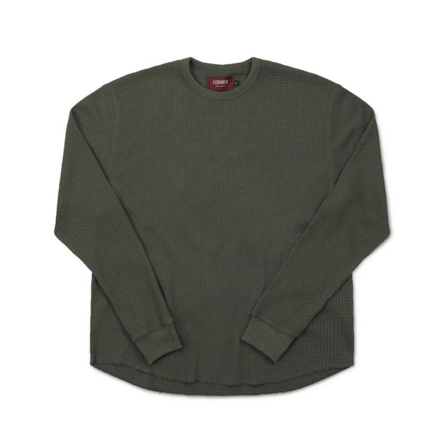 Tees * | Former Ag Waffles Long Sleeve Top Mens In Army Green