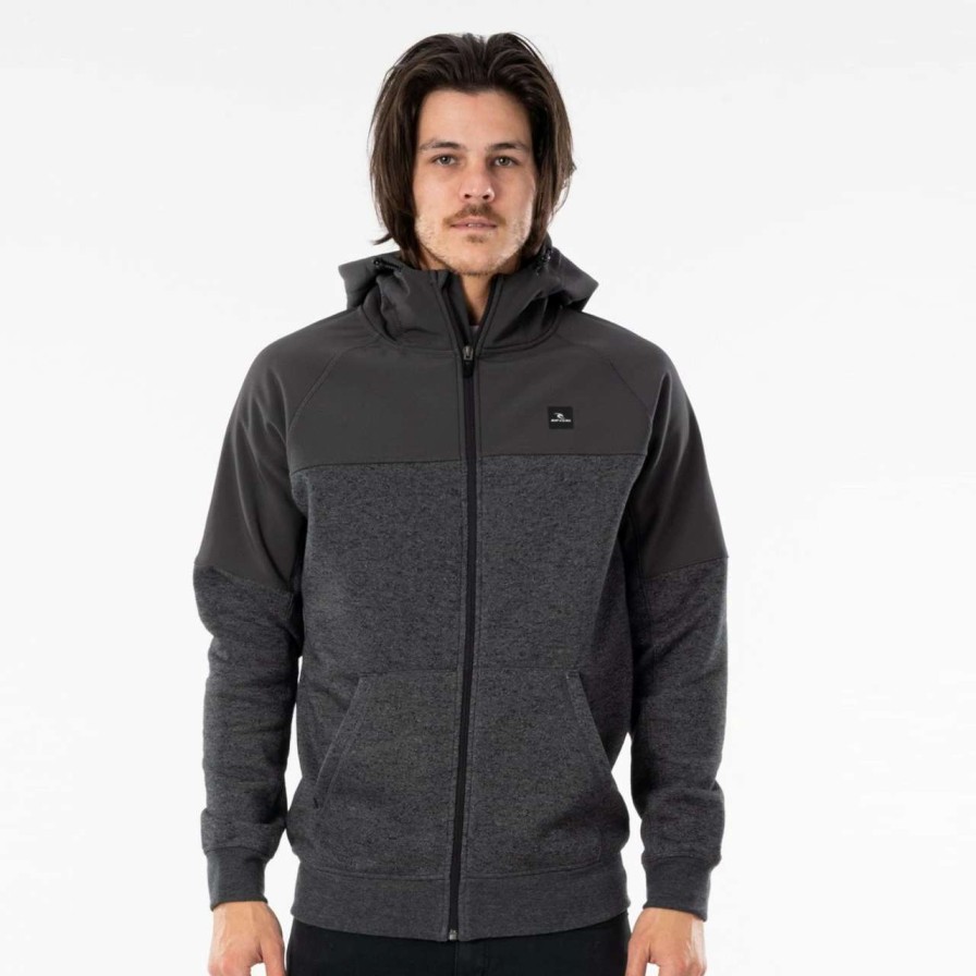 Jumpers & Hoodies * | Rip Curl Viral Anti Series Zip Thru Hoodie Mens In Black