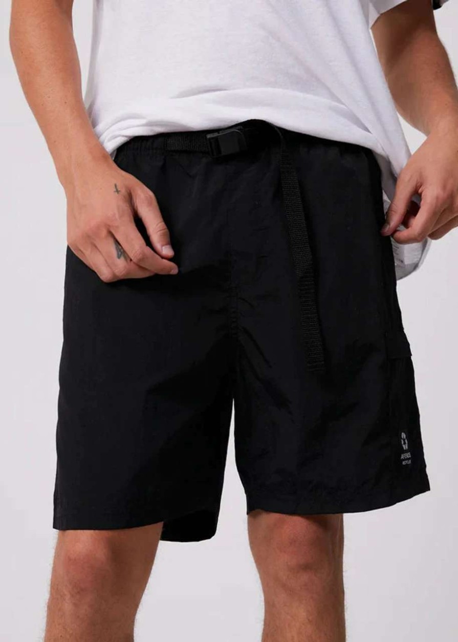 Bottoms * | Afends Utility Elastic Waist Short Mens In Black