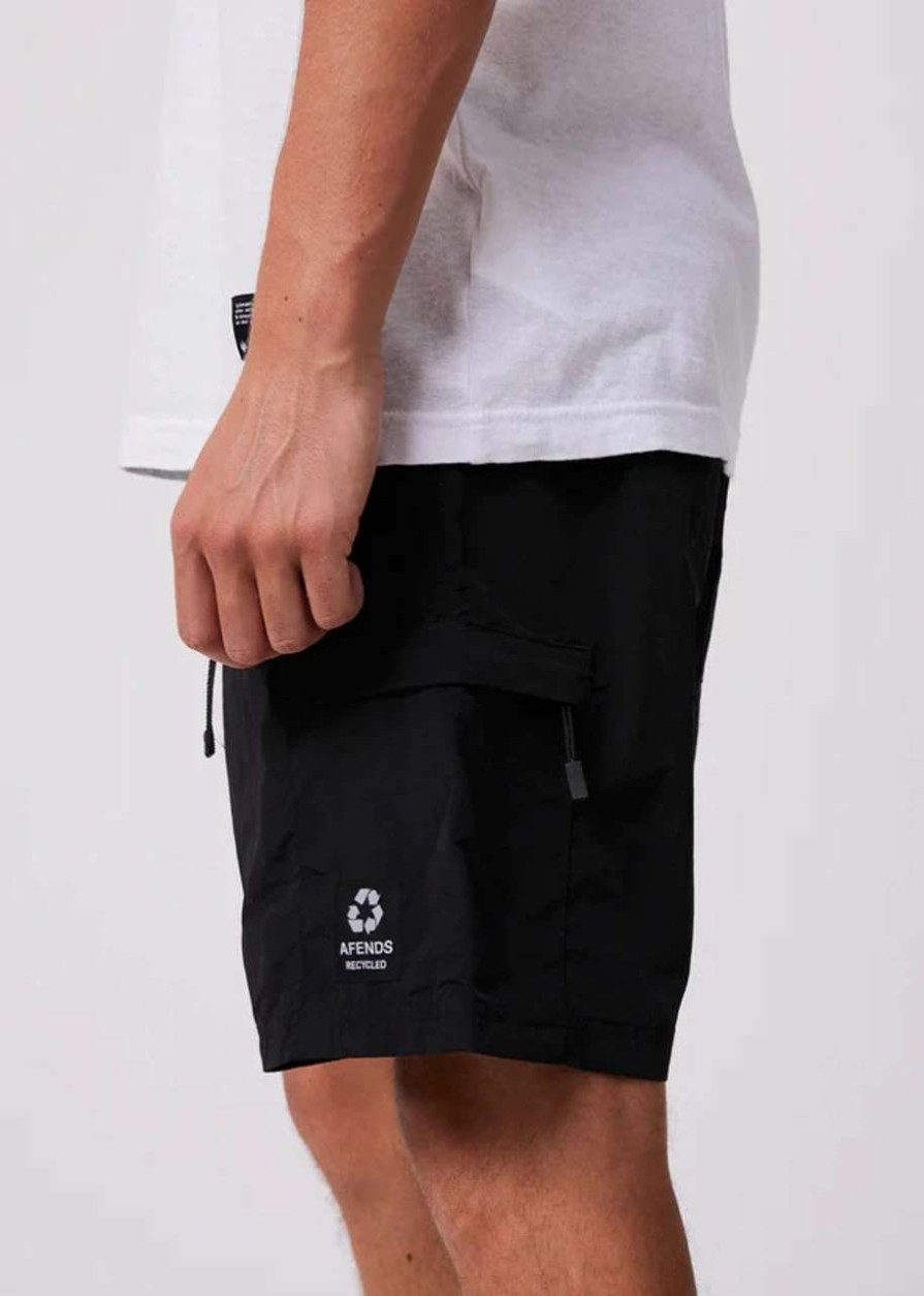 Bottoms * | Afends Utility Elastic Waist Short Mens In Black