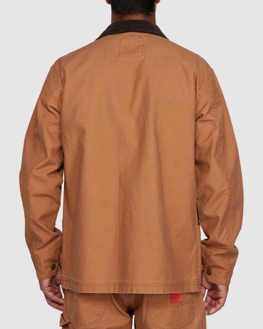 Jackets * | Rvca Chainmail Chore Jacket Mens In Camel Beige