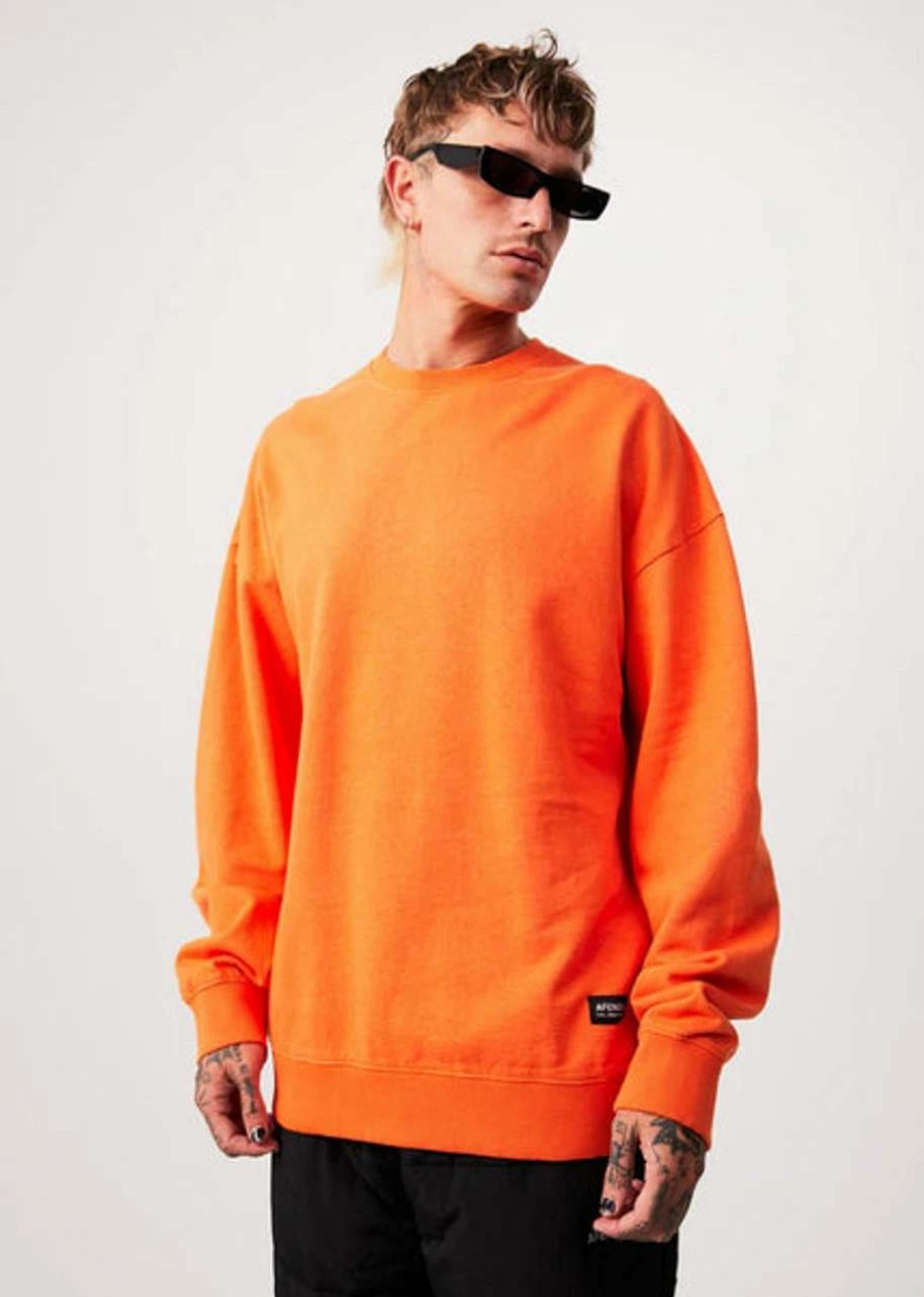 Jumpers & Hoodies * | Afends Sativa Hemp Oversized Crew Jumper Mens In Sunset Black