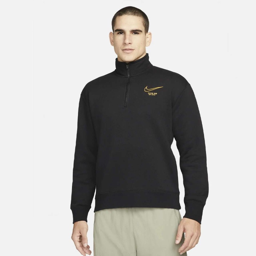 Jumpers & Hoodies * | Nike Sb Graphic Half Zip Fleece Mens In Gold Black