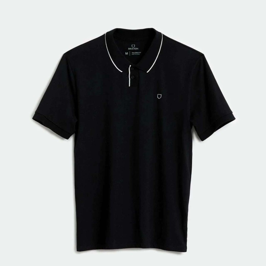 Shirts * | Brixton Proper Polo Knit Tee Mens In White Black