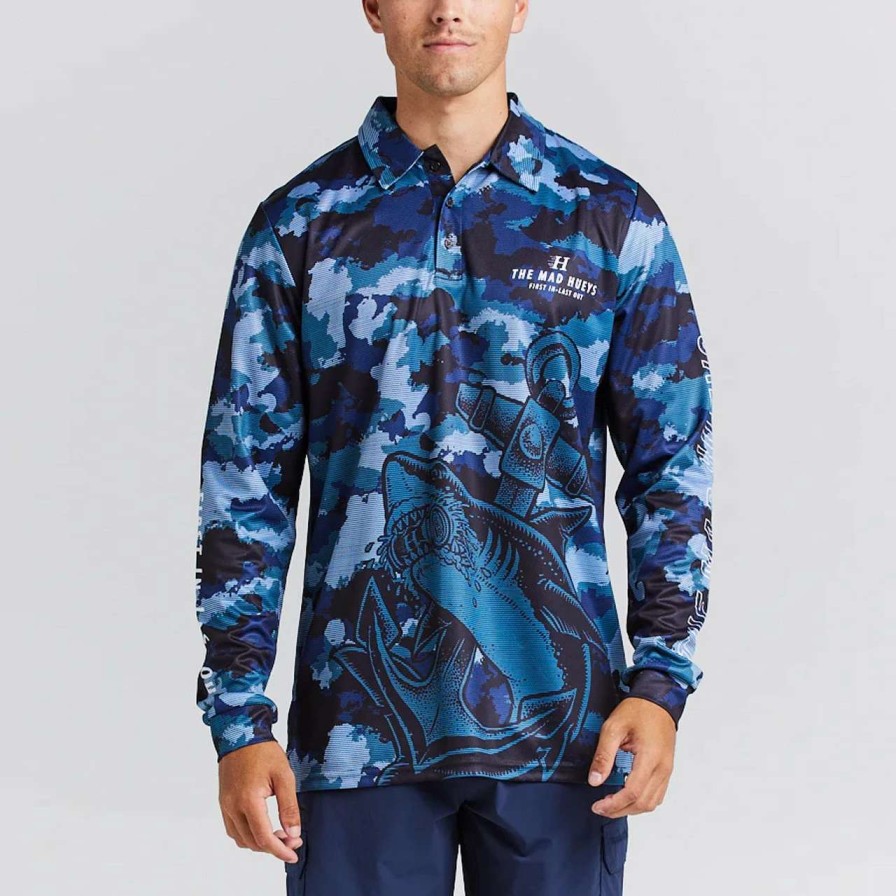 Shirts * | Mad Hueys Anchor Shark Fishing Jersey Mens In Slate Grey