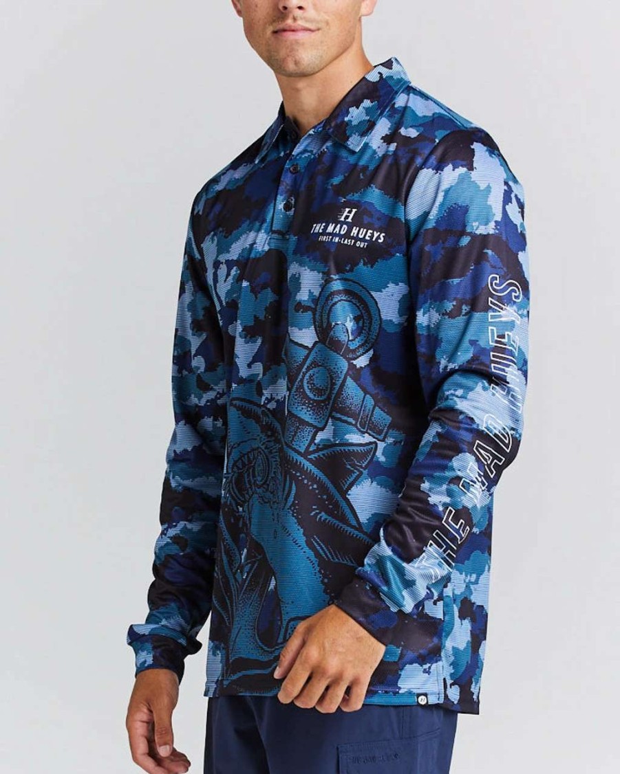 Shirts * | Mad Hueys Anchor Shark Fishing Jersey Mens In Slate Grey