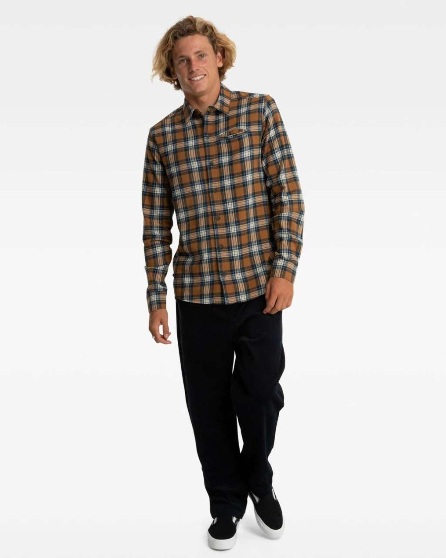 Shirts * | Hurley Service Check Long Sleeve Shirt Mens In Service Check Brown