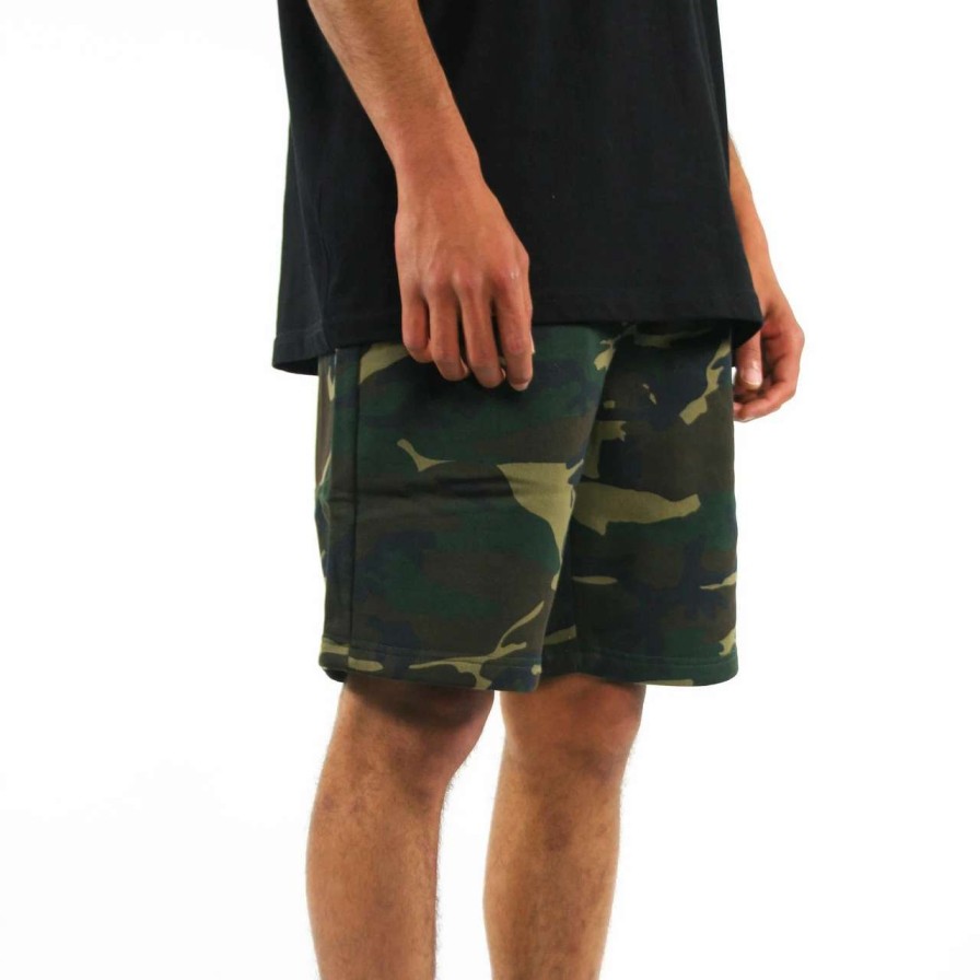 Bottoms * | Trigger Bros Fleece Track Short Mens In Camo Green