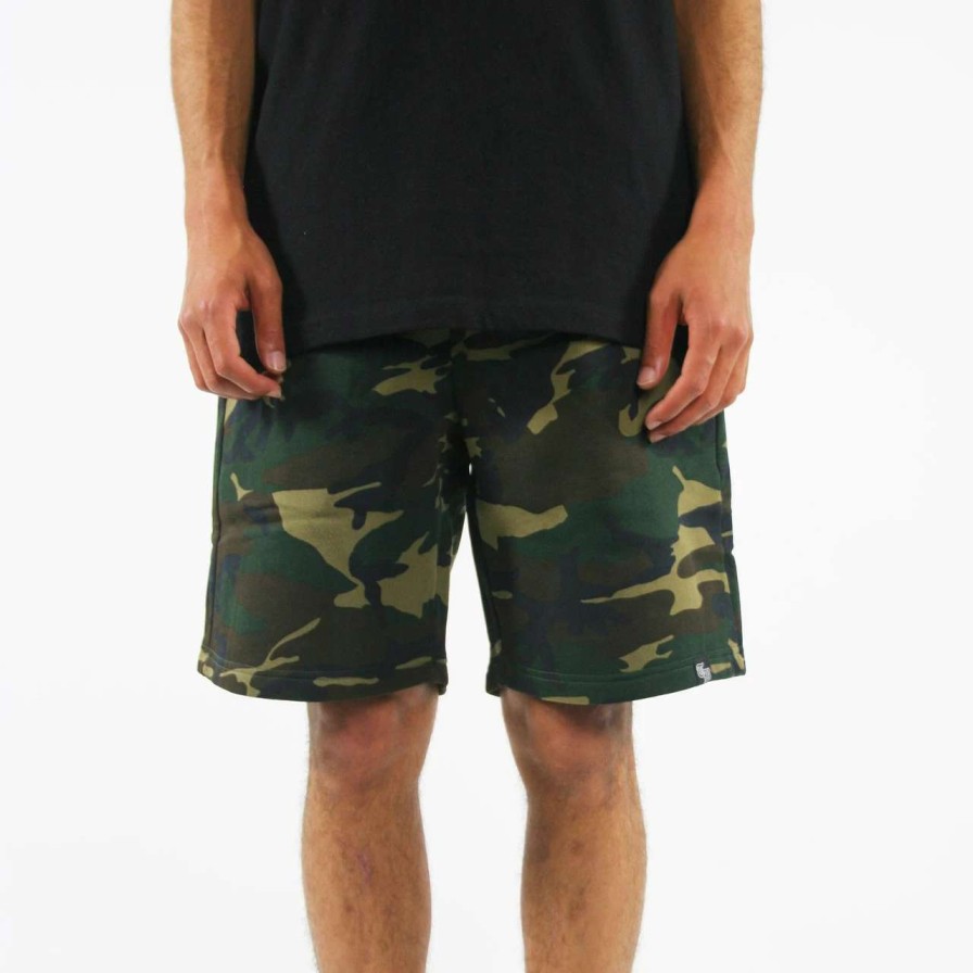 Bottoms * | Trigger Bros Fleece Track Short Mens In Camo Green