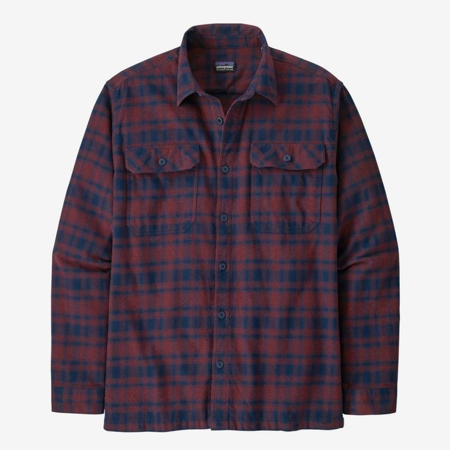 Shirts * | Patagonia Organic Cotton Mw Fjord Flannel Shirt Mens In Connected Lines Sequoia Red