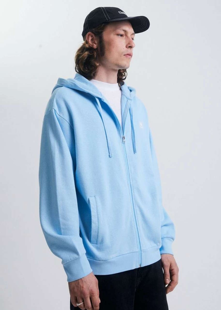 Jumpers & Hoodies * | Afends Daxon Hemp Zip Up Hoodie Mens In Sky Blue