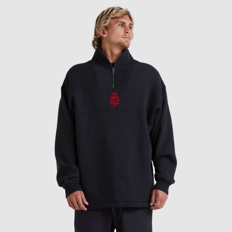 Jumpers & Hoodies * | Quiksilver Boogieman Zip Crew Mens In Black