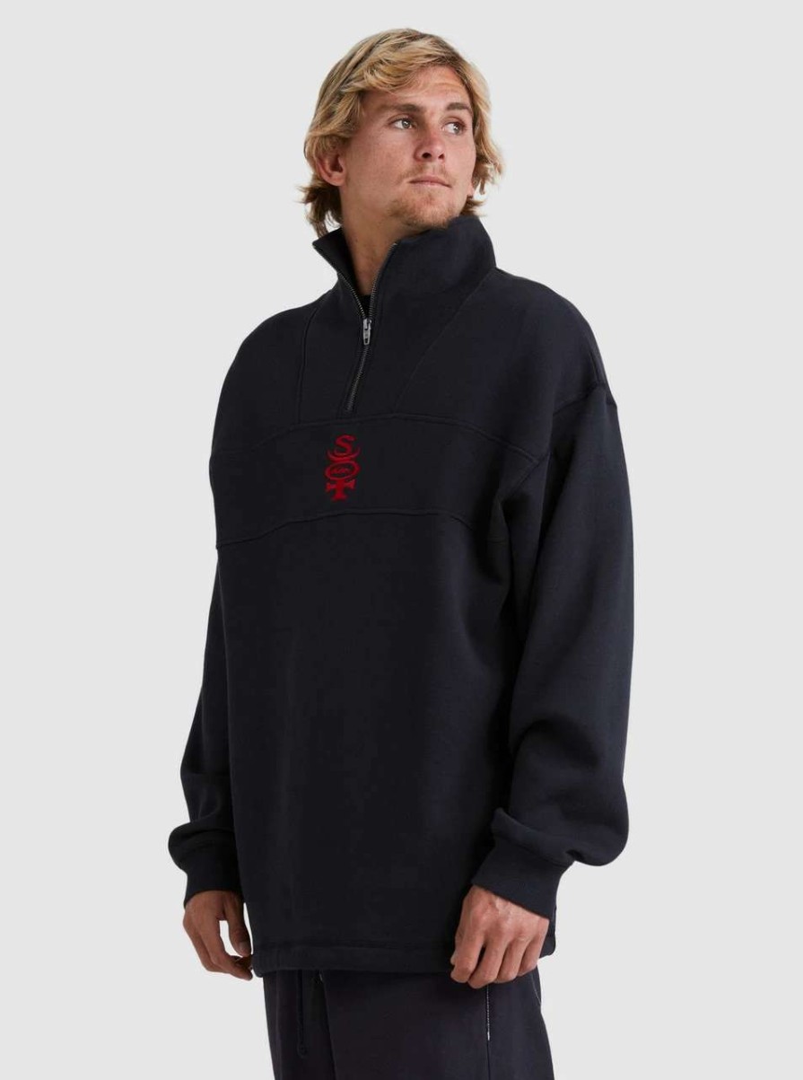 Jumpers & Hoodies * | Quiksilver Boogieman Zip Crew Mens In Black