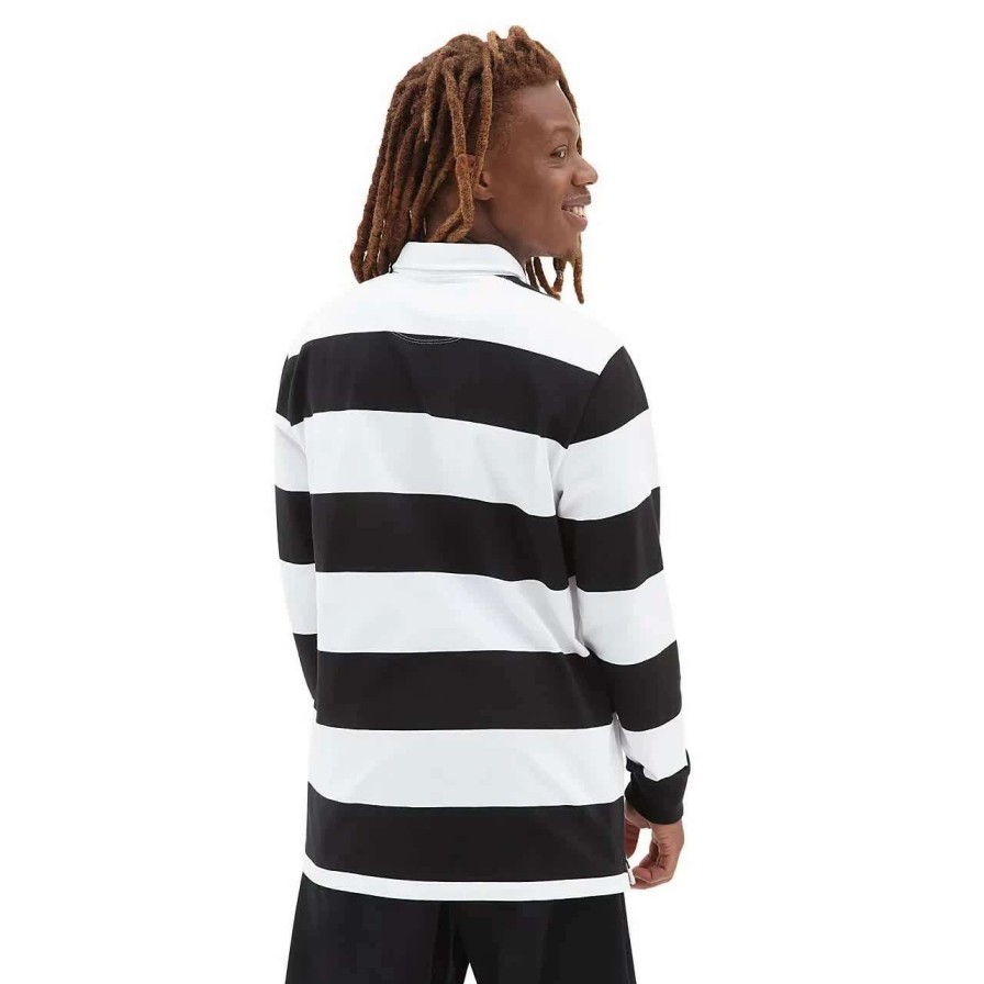 Shirts * | Vans Checkerboard Research Long Sleeve Polo Top Mens In White Black