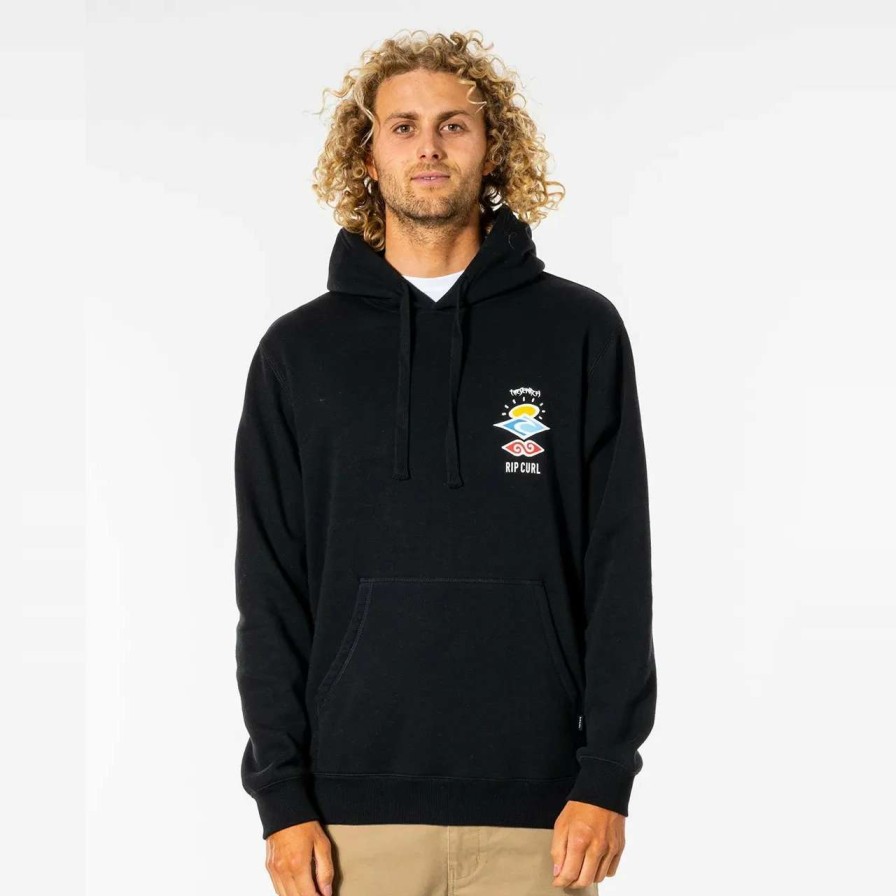 Jumpers & Hoodies * | Rip Curl Search Icon Hoodie Mens In Black