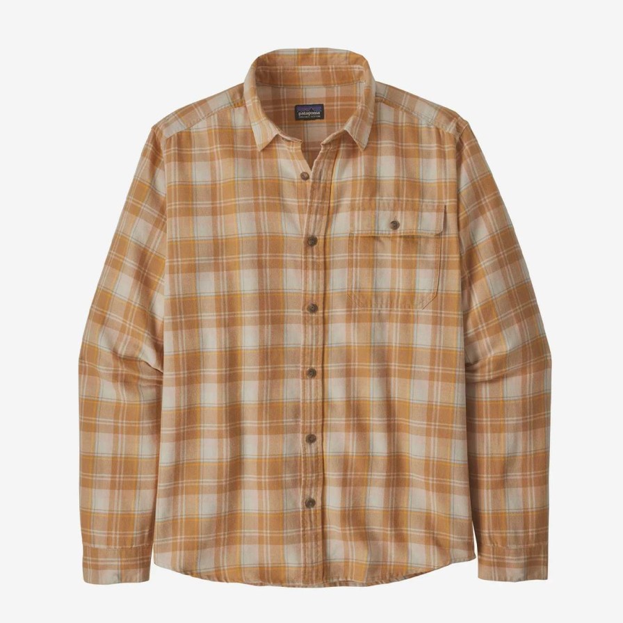 Shirts * | Patagonia Cotton In Conversion Lw Fjord Flannel Shirt Mens In Libbey Dark Camel Yellow