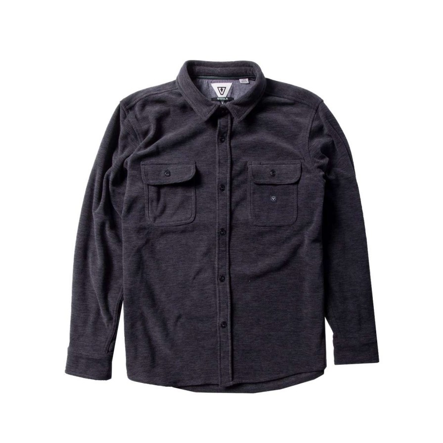 Shirts * | Vissla Eco-Zy Polar Long Sleeve Flannel Shirt Mens In Graphite Grey