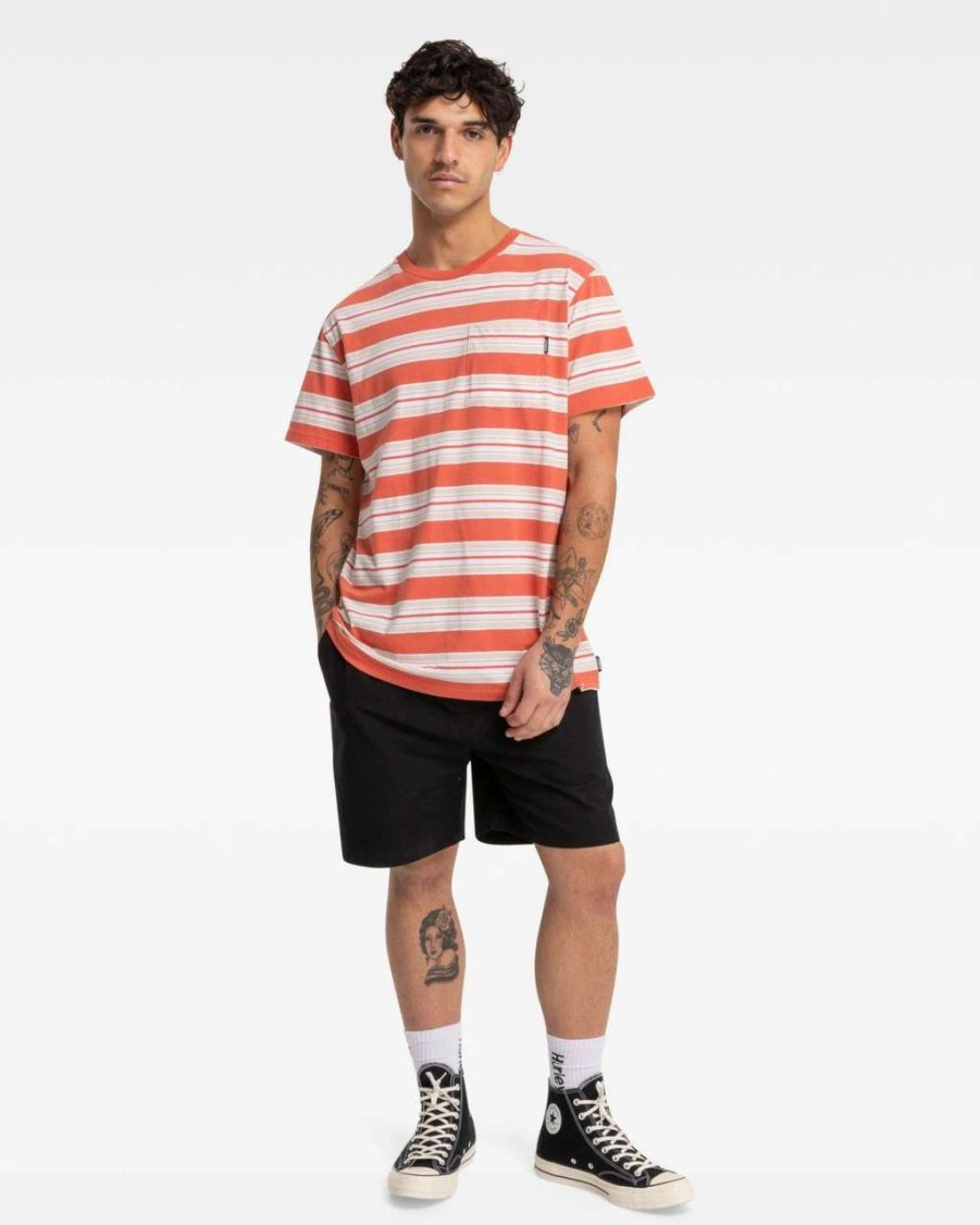 Tees * | Hurley Noah Stripe Tee Mens In Burnt Sienna Orange