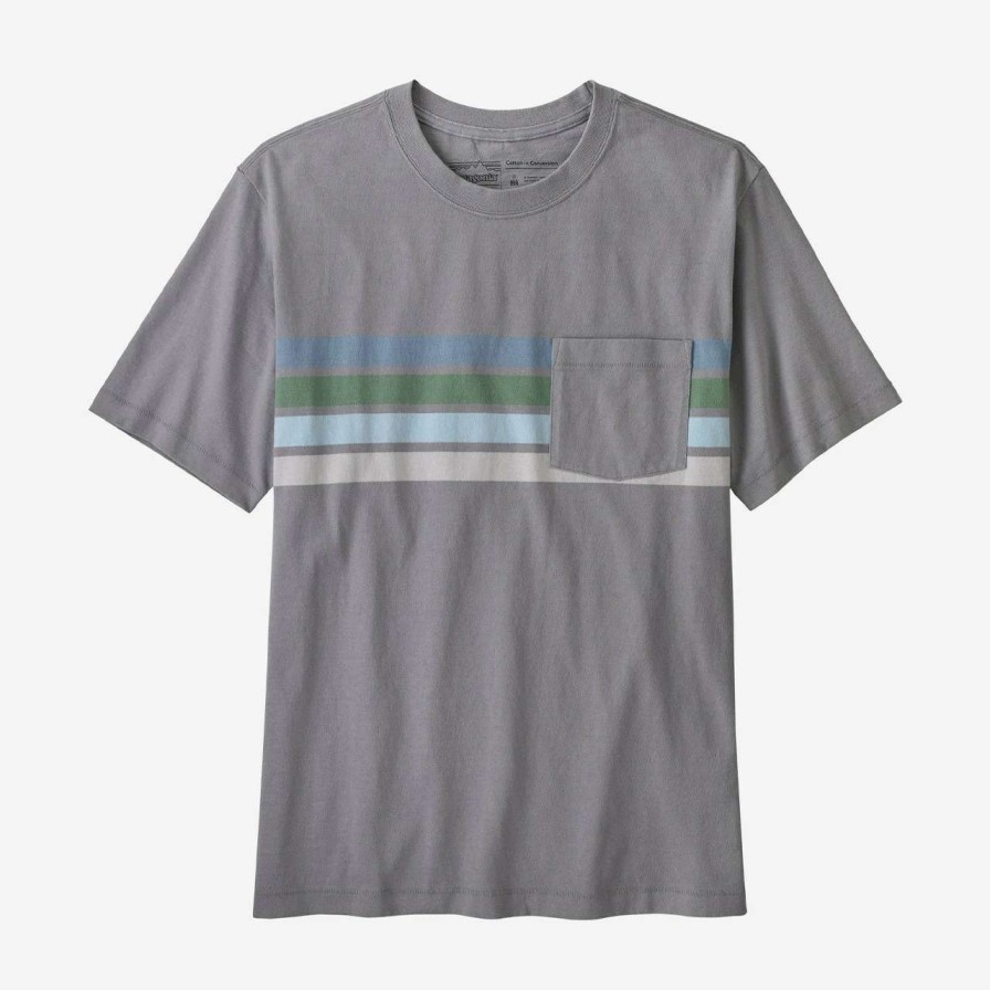 Tees * | Patagonia Cotton In Conversion Mw Pocket Tee Mens In Santa Cruz Line Salt Grey