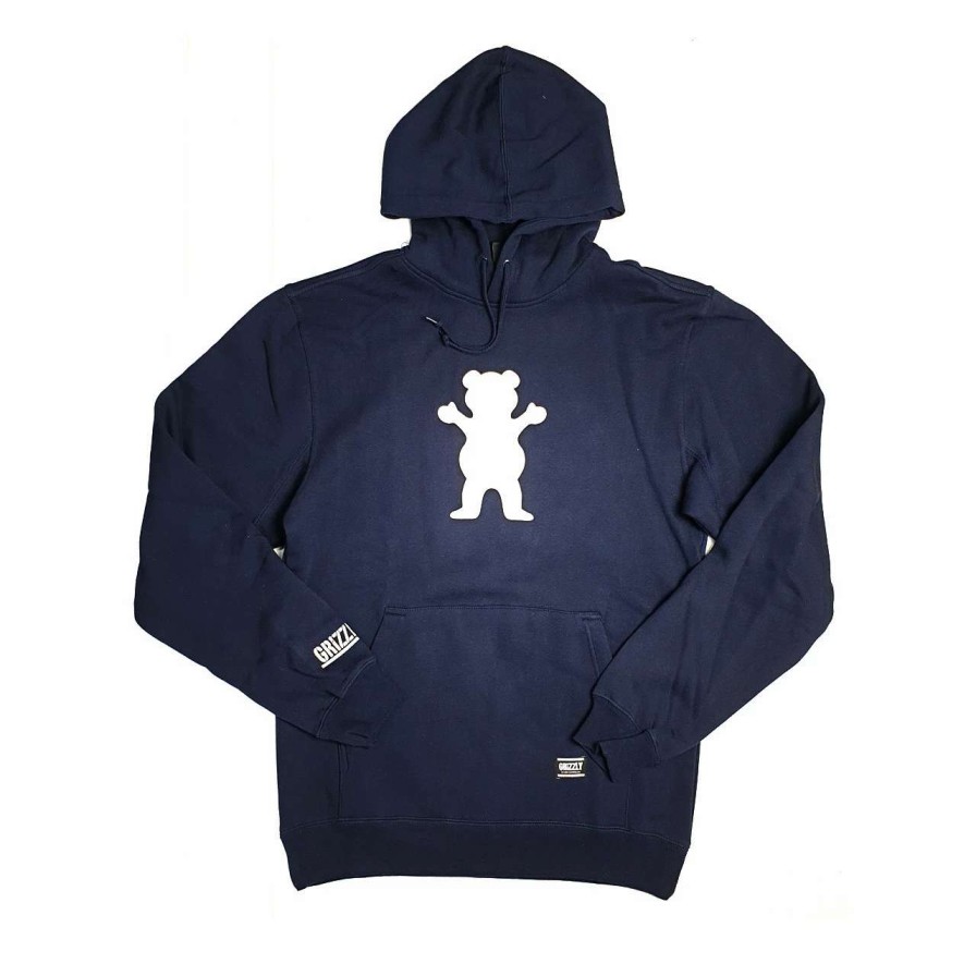 Jumpers & Hoodies * | Grizzly Og Bear Hoodie Mens In Navy White Blue