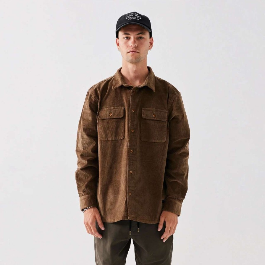 Shirts * | Former Vivian Cord Long Sleeve Shirt Mens In Brown