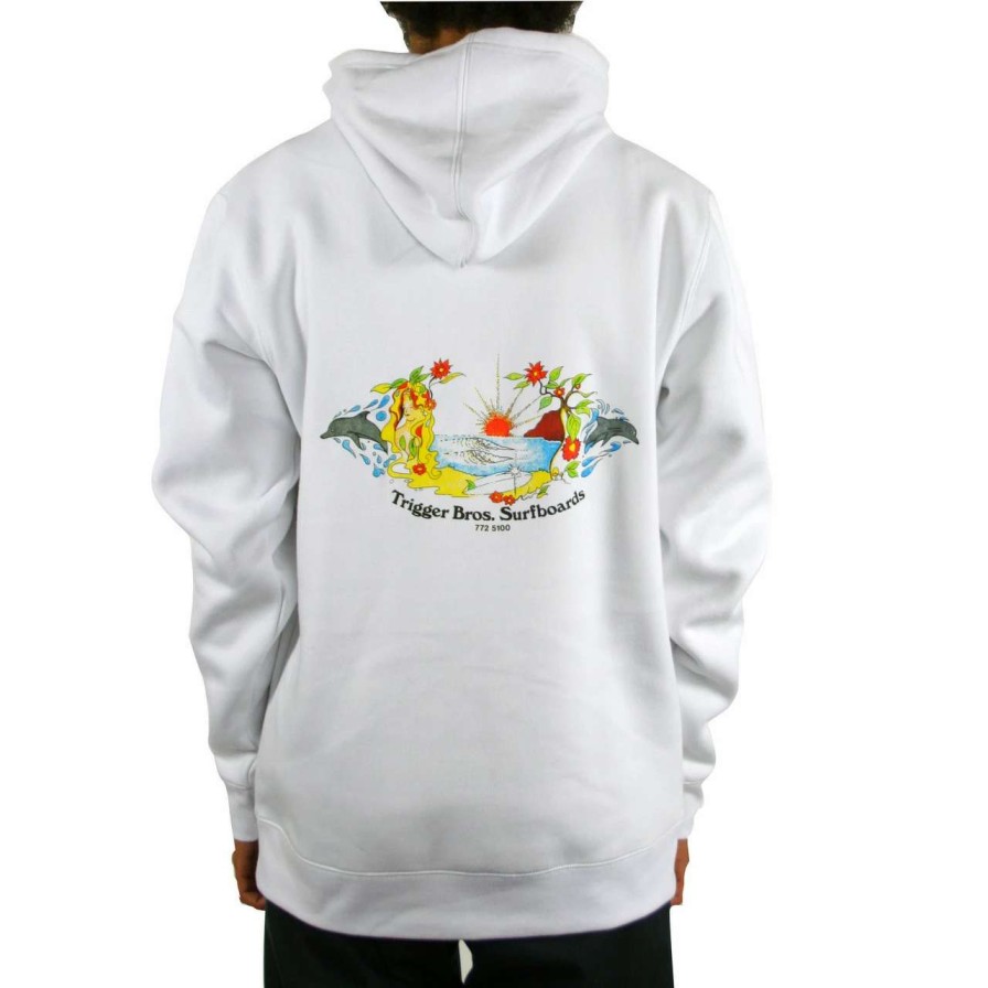 Jumpers & Hoodies * | Trigger Bros X Marchant Paradise Hoodie Mens In White