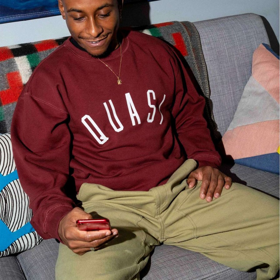 Jumpers & Hoodies * | Quasi Poster Crew Mens In Maroon Red