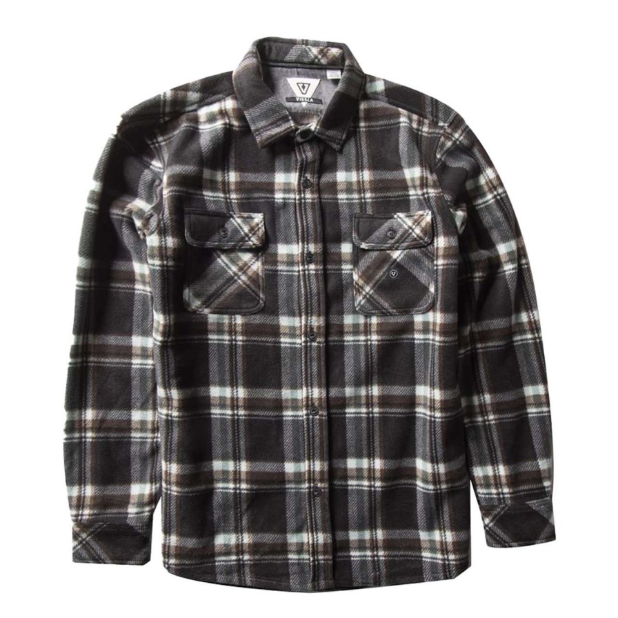 Shirts * | Vissla Eco-Zy Polar Long Sleeve Flannel Shirt Mens In Black