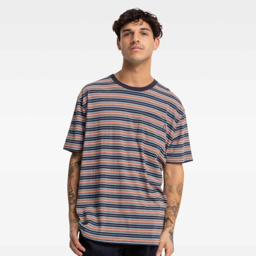 Tees * | Hurley Zayn Stripe Tee Mens In After Midnight Blue