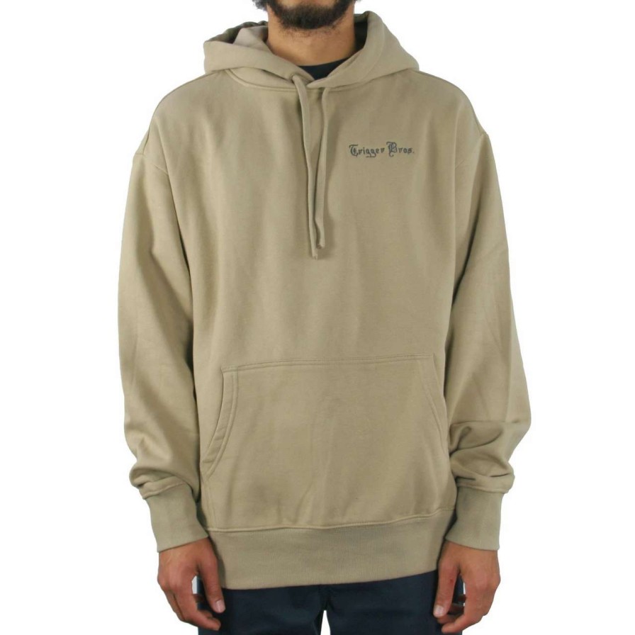 Jumpers & Hoodies * | Trigger Bros Embroidered Fleece Hoodie Mens In Sand Beige