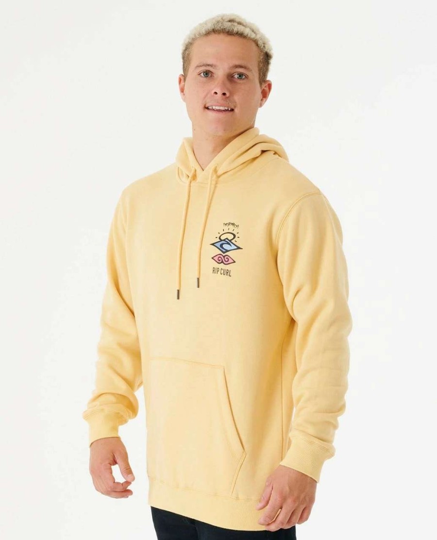 Jumpers & Hoodies * | Rip Curl Search Icon Hoodie Mens In Washed Yellow